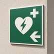 AED Hinweisschild Pfeil links