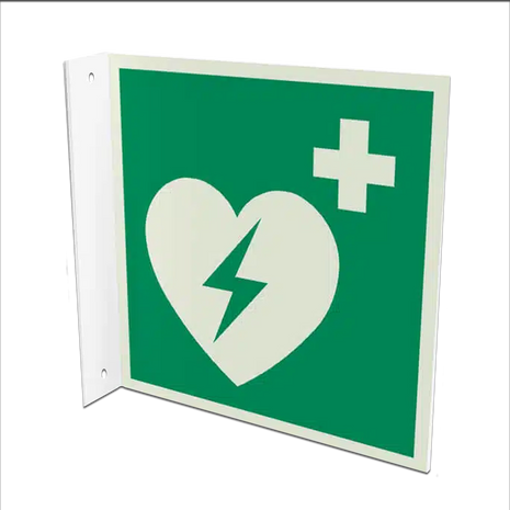 AED-Hinweisschild Fahne