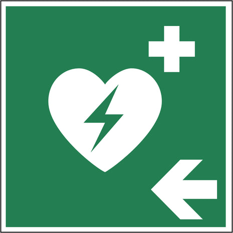 AED Hinweisaufkleber Pfeil links