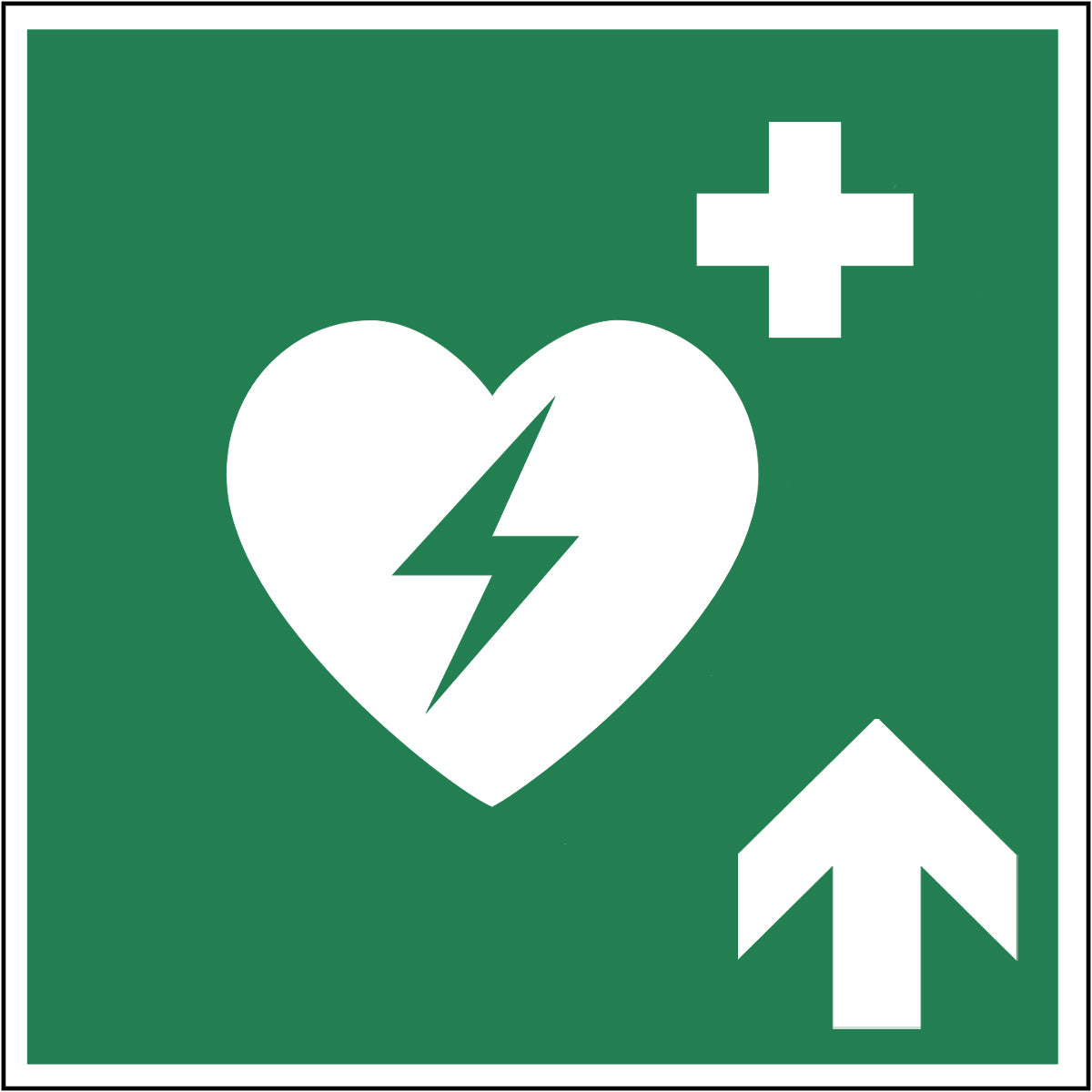 AED Hinweisaufkleber Pfeil oben
