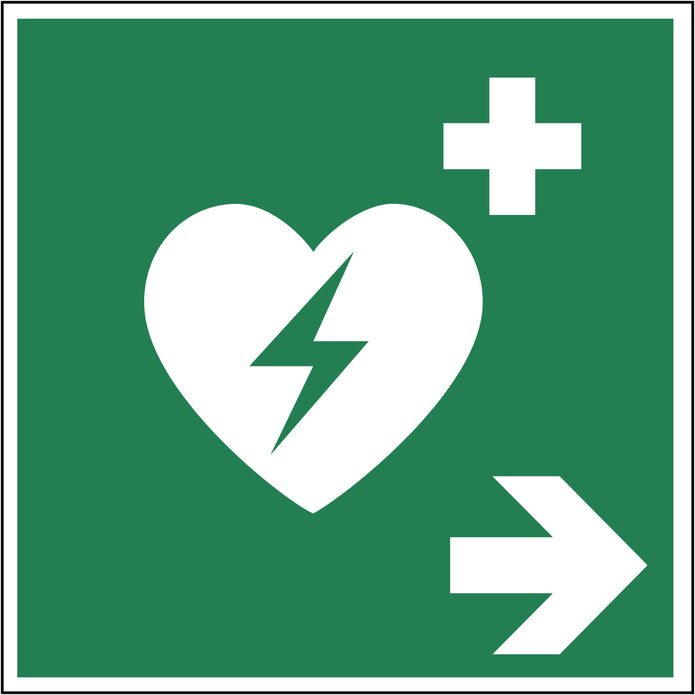 AED Hinweisaufkleber Pfeil rechts