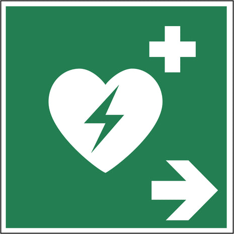 AED Hinweisaufkleber Pfeil rechts