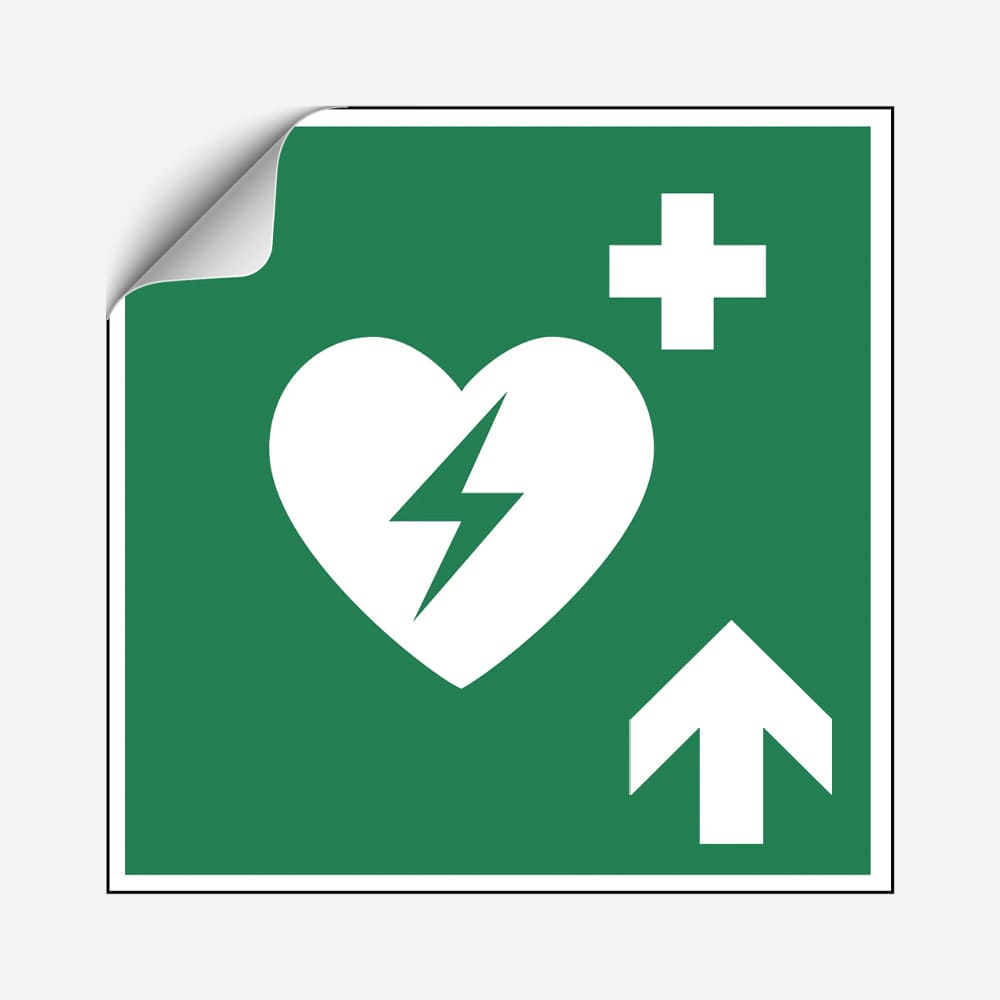 AED Hinweisaufkleber Pfeil oben