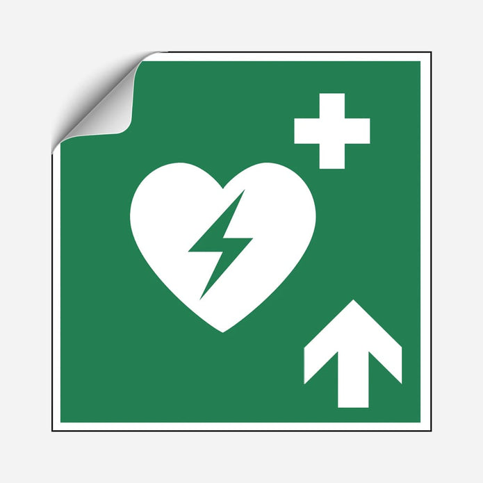 AED Hinweisaufkleber Pfeil oben