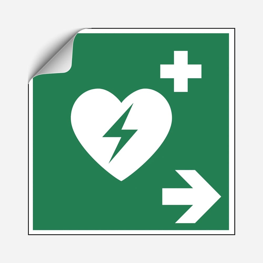 AED Hinweisaufkleber Pfeil rechts